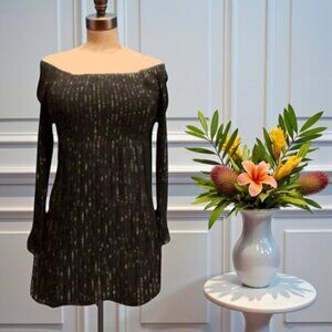 Flying Tomato Metallic Scoop Neck Empire Waist Dress